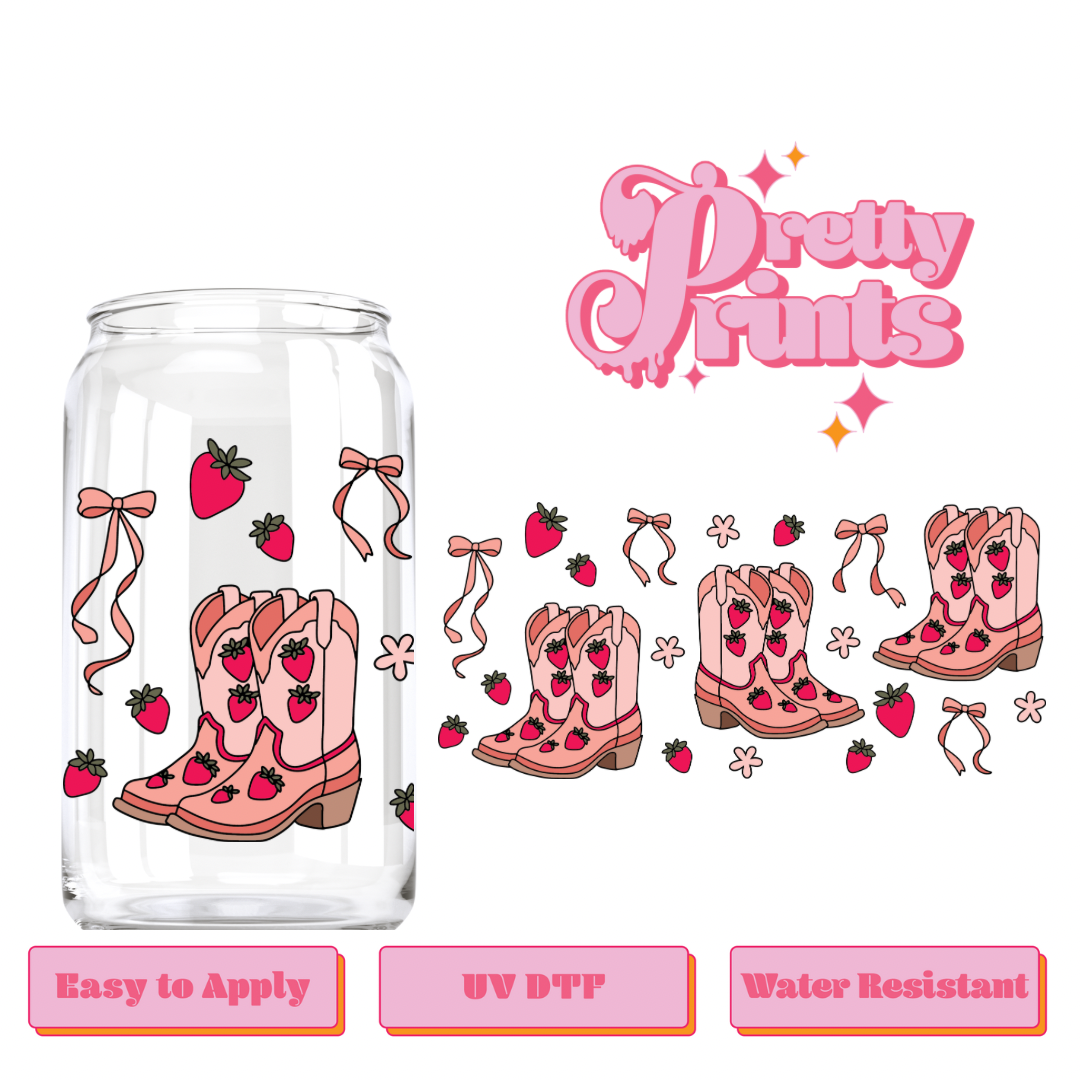UVDTF Coquette Strawberry boots