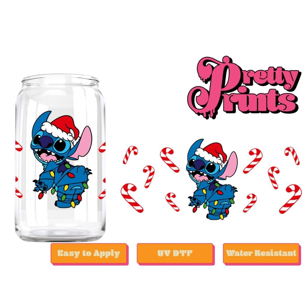 UVDTF Blue Alien Santa Hat