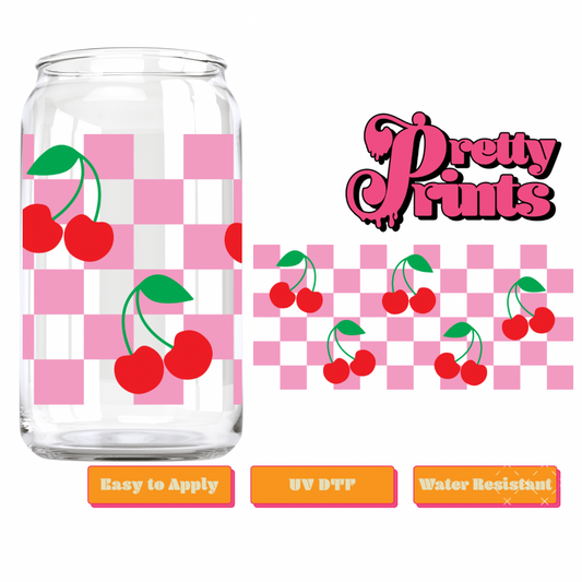 UVDTF pink checkered cherry