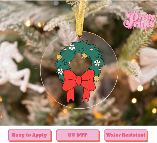 UVDTF DECAL ORNAMENT pink smiley face wreath (pink)