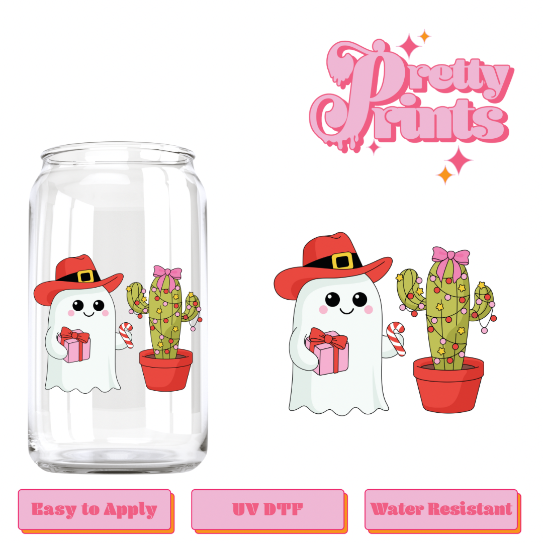 Uvdtf Decal Christmas ghost cactus