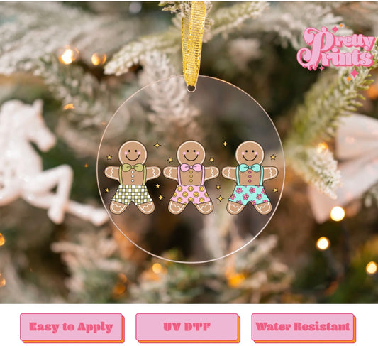 UVDTF DECAL ORNAMENT ginger bread pink