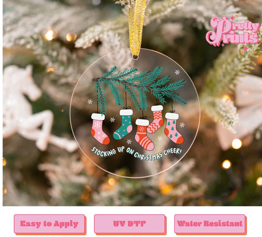 UVDTF DECAL ORNAMENT stocking up on Christmas cheer