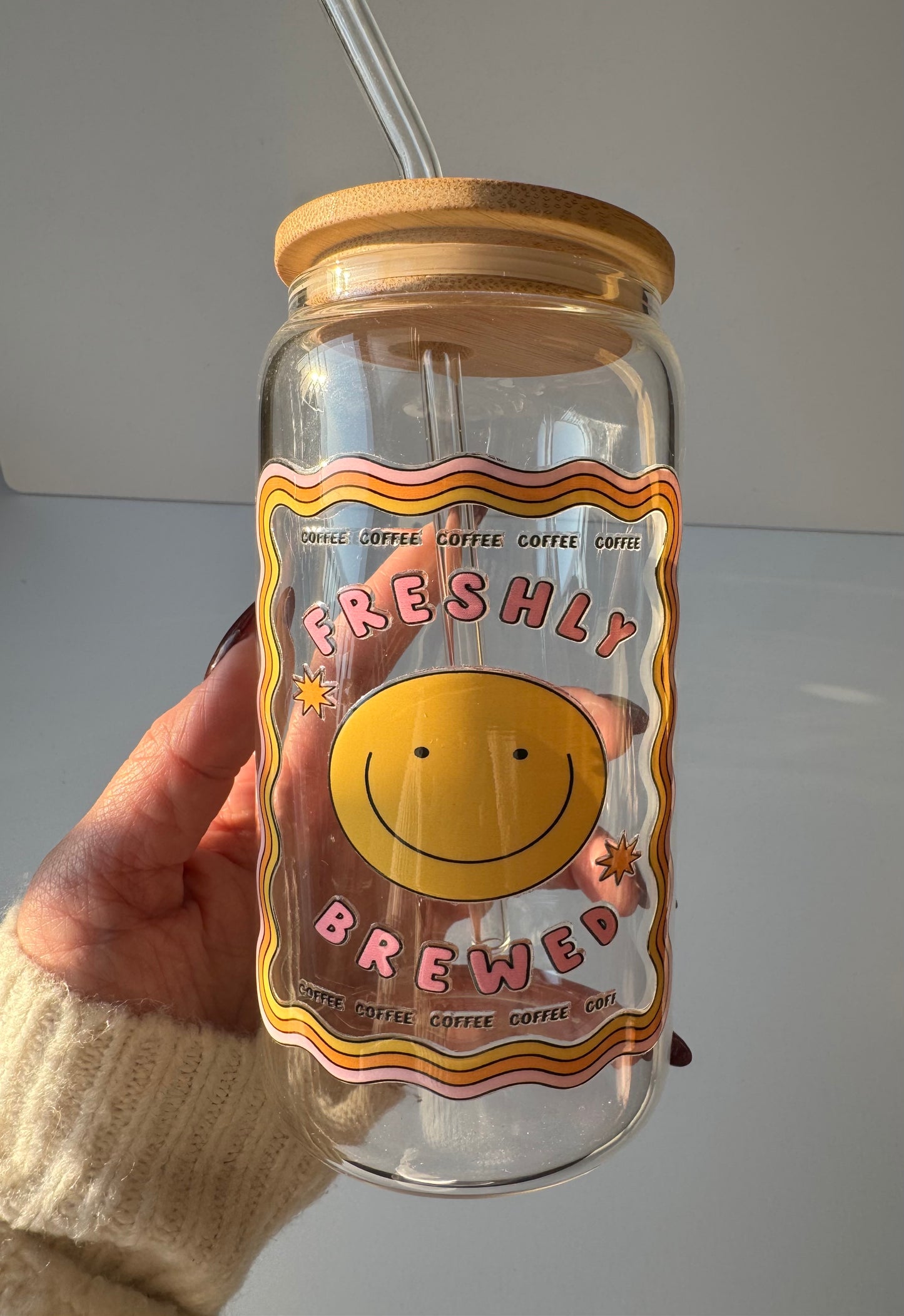16oz Libbey Glass Can Freshly Brewed