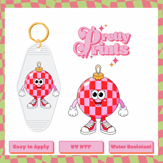 Uvdtf Retro Checkered ornament pink