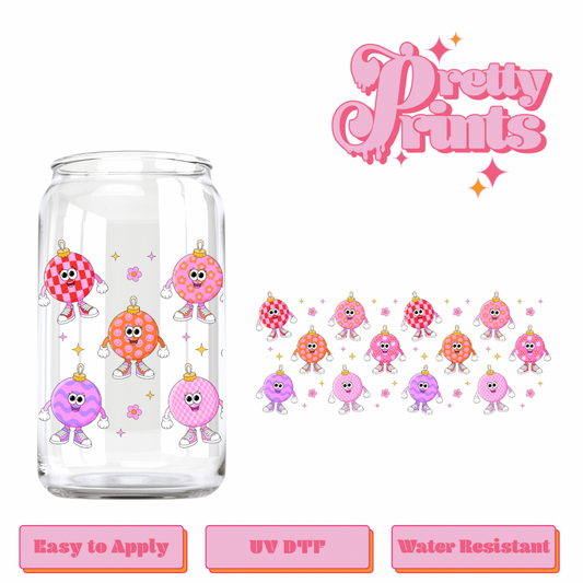 Uvdtf Christmas pink ornaments
