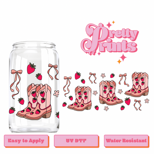 UVDTF Coquette Strawberry boots