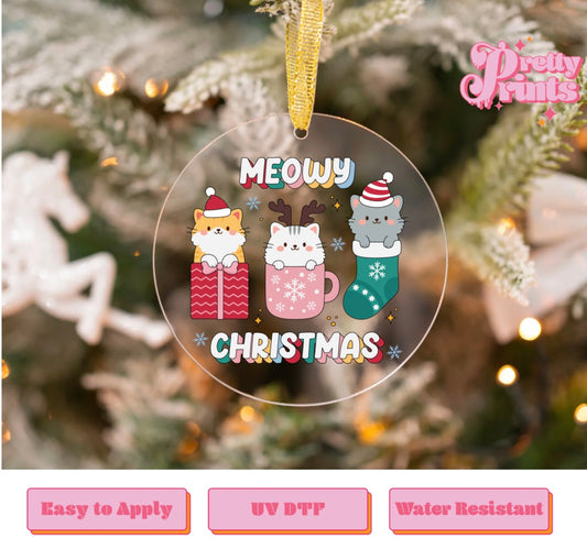 UVDTF DECAL ORNAMENT Meowy Christmas