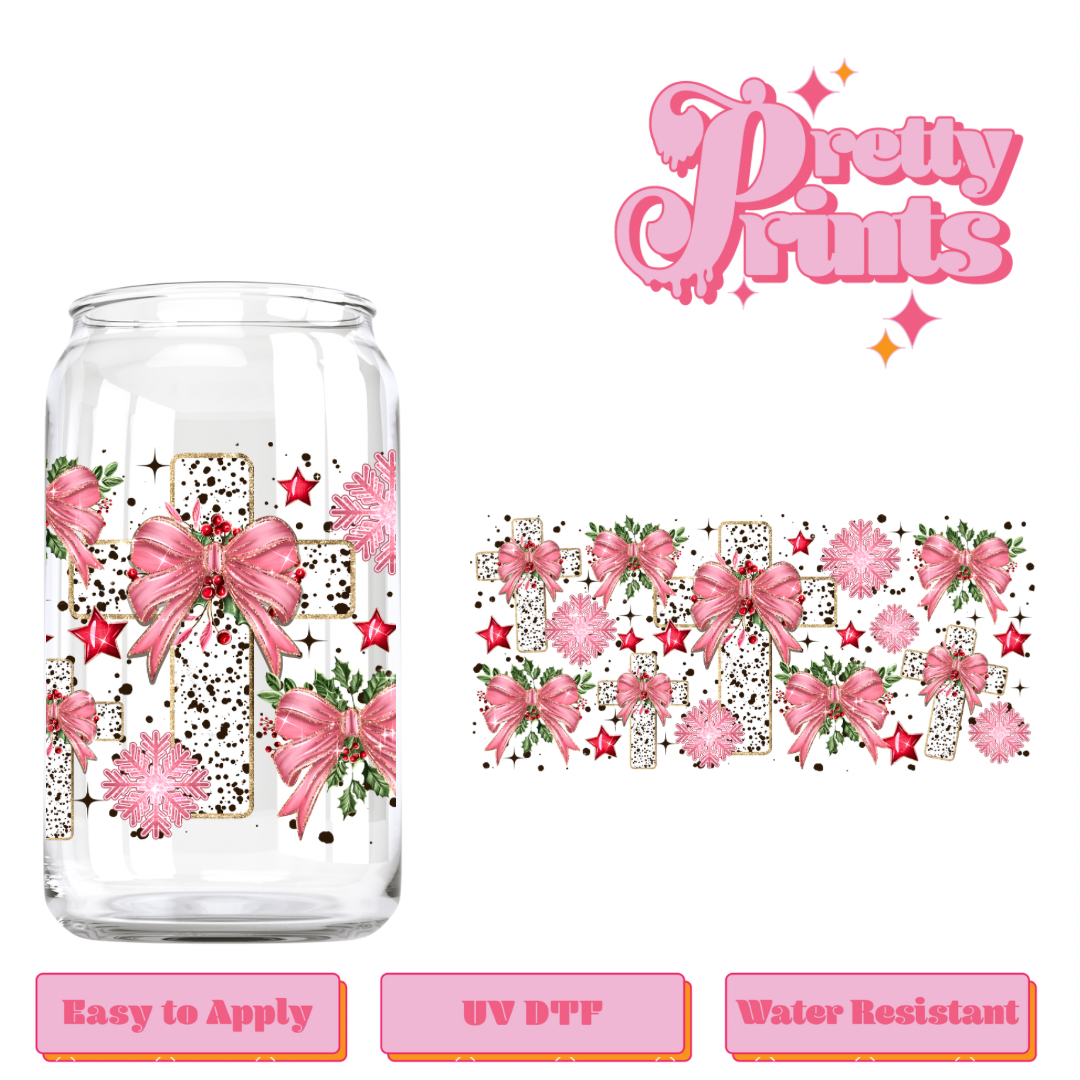 Uvdtf Pink bow cross