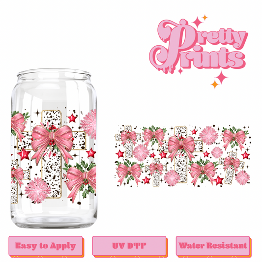 Uvdtf Pink bow cross