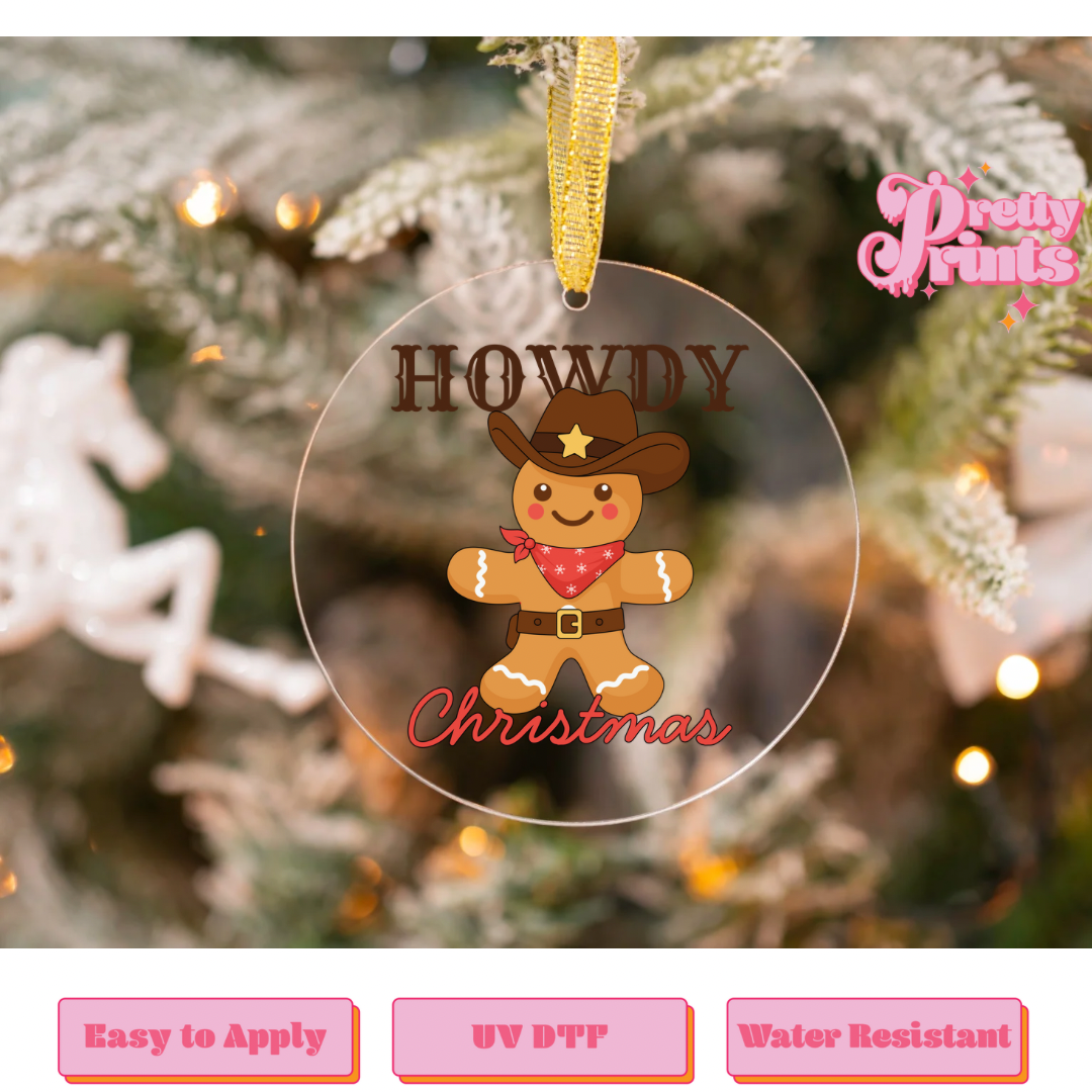 UVDTF DECAL ORNAMENT Howdy Christmas