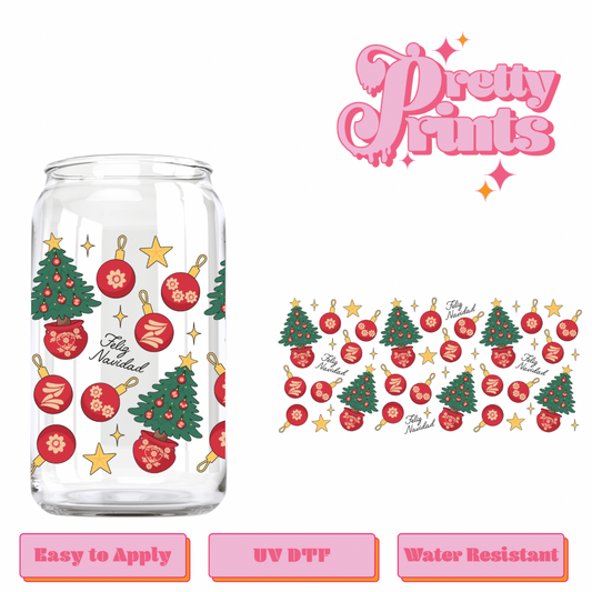 Uvdtf wrap Christmas red ornaments