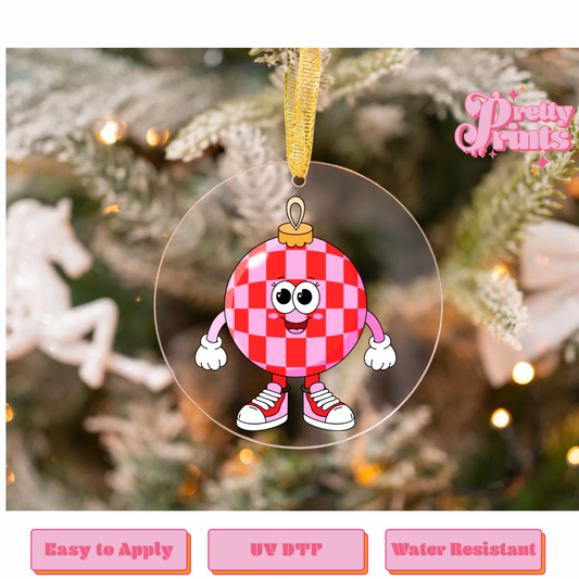 UVDTF DECAL ORNAMENT Pink Retro Ornament