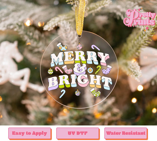 UVDTF DECAL ORNAMENT MERRY AND BRIGHT